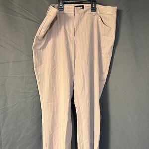 Express Beige Pinstripe Straight Leg Pants